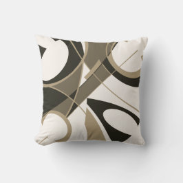 Taupe Tan Black op Off-White Diagonal Art Abstract Kussen