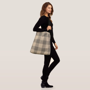  TAUPE TAN BROWN PLAID CHECK CROSSBODY TAS