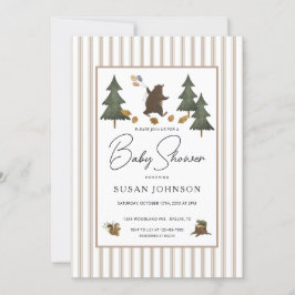Taupe Tan Brown Woodland Beer Baby Boy Shower Kaart