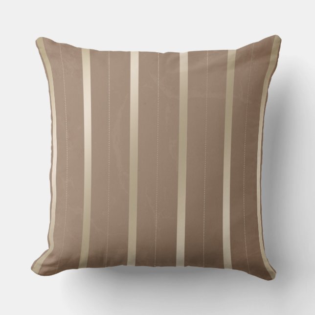 Taupe Tan en Silver Stripes Sierkussen (Voorkant)