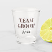 Taupe Team Bruidegom Afscheid Van De Vrijgezel Shot Glas (Voorkant)
