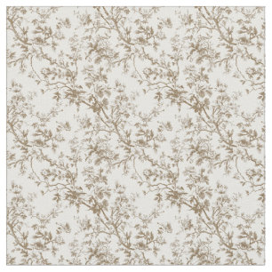 Taupe Toile met Rozen en takken Stof