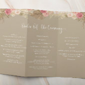Taupe Tri-fold Boho bloemenbruiloft programma Flye Flyer
