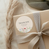 Taupe veldbloemweide bruiloft bedank sticker