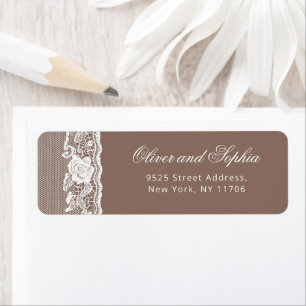 Taupe Vintage Witte Kant Trouw Retouradres Etiket
