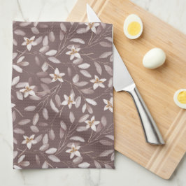 Taupe Watercolor Eucalyptus Floral Theedoek