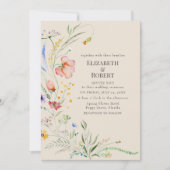 Taupe Watercolor Wilde Bloem Bruiloft Uitnodiging (Voorkant)