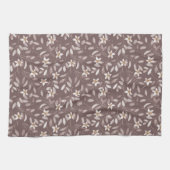 Taupe Waterverf Eucalyptus Bloemendesign Theedoek (Horizontaal)