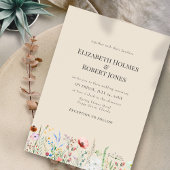 Taupe Waterverf Wildflower bruiloft uitnodiging