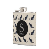 Taupe Waterverf zwarte kat monogram kolf Heupfles (Links)