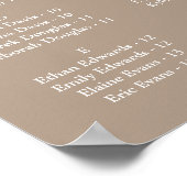 Taupe Wedding Alphabetical Seating Chart Poster (Hoek)