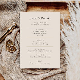 Taupe Wedding Details Card | Minimal Elegant Info  Informatiekaartje