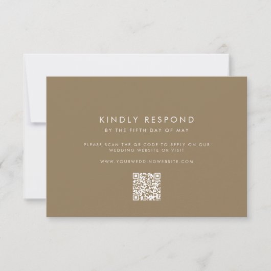 Taupe Wedding RSVP Kaartje (Voorkant)