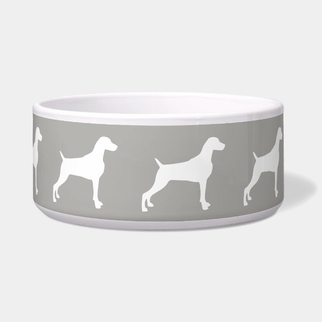 TAUPE WEIMARANER SILHOUETTE LARGE DOG BOWL VOERBAKJE (Voorkant)