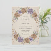 Taupe Whimsical Bloemige Bruiloft Kaart (Staand voorkant)