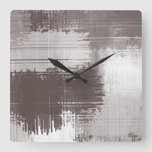 Taupe White - Abstracte penseelstreken Vierkante Klok (Voorkant)