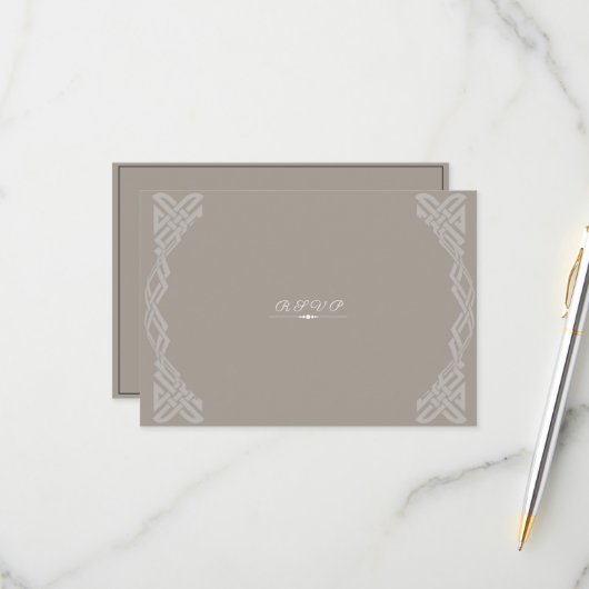 Taupe White Black Trendy Gay Wedding RSVP Kaartje (Voorkant / Achterkant in situ)