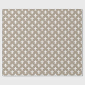 Taupe White Fleur de Lis Pattern Cadeaupapier (Vlak)