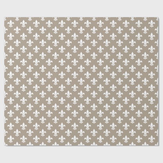Taupe White Fleur de Lis Pattern Cadeaupapier (Vlak)