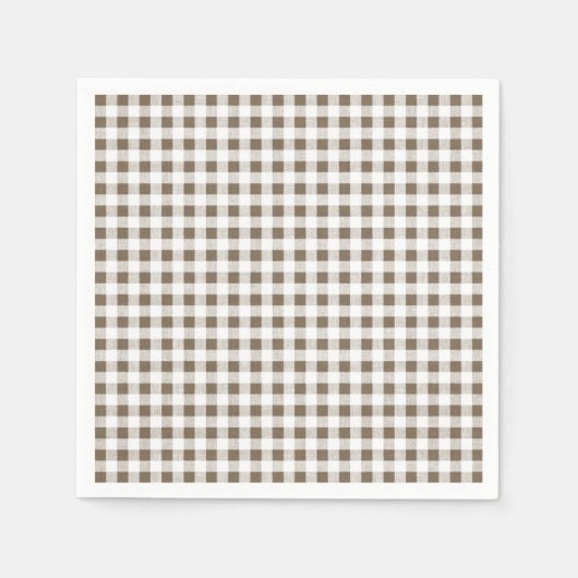 Taupe White Gingham Pattern Servet (Voorkant)
