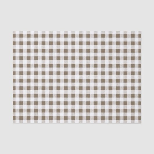 Taupe White Gingham Pattern Tissuepapier (Voorkant)