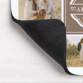 Taupe White Monogram & Year Photo Collage Muismat (Hoek)