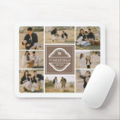 Taupe White Monogram & Year Photo Collage Muismat (Met muis)