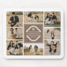 Taupe White Monogram & Year Photo Collage