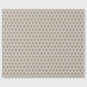 Taupe White Moroccan Quatrefoil Pattern #4 Cadeaupapier (Vlak)