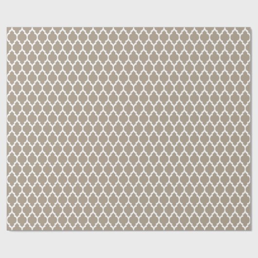 Taupe White Moroccan Quatrefoil Pattern #4 Cadeaupapier (Vlak)