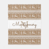 Taupe & White Reindeer Nordic Sweater Pattern Fleece Deken (Voorkant)