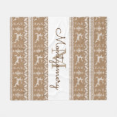Taupe & White Reindeer Nordic Sweater Pattern Fleece Deken (Voorkant (Horizontaal))