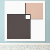 Taupe White Squares Canvas Afdruk (Insitu (Houten vloer))
