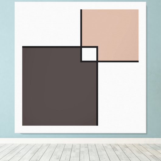 Taupe White Squares Canvas Afdruk (Insitu (Houten vloer))