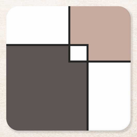 Taupe White Squares Kartonnen Onderzetters (Voorkant)