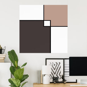 Taupe White Squares Poster