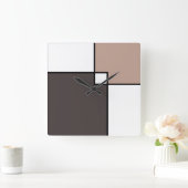 Taupe White Squares Vierkante Klok (Huis)