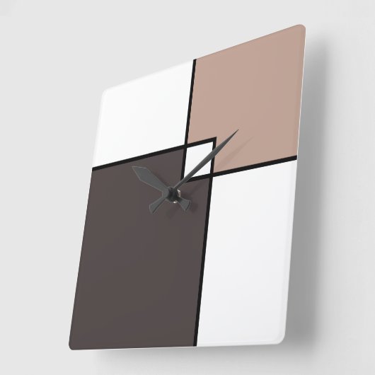 Taupe White Squares Vierkante Klok (Hoek)