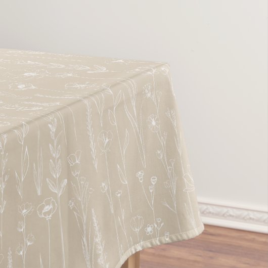 Taupe Wildflower Baby Shower Tablecloth Tafelkleed (Voorbeeld)