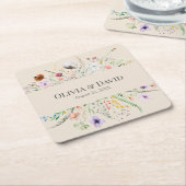 Taupe Wildflower Meadow Bruiloft Kartonnen Onderzetters (Schuin)