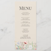 Taupe Wildflower Meadow Bruiloft Menu Kaart (Voorkant)