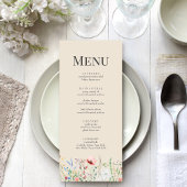 Taupe Wildflower Meadow Bruiloft Menu Kaart