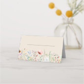 Taupe Wildflower Meadow Bruiloft Plaatskaartje (Achterkant)