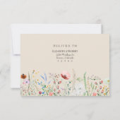 Taupe Wildflower Meadow Bruiloft RSVP Kaart (Achterkant)