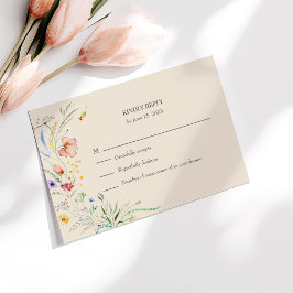 Taupe Wildflower Meadow Bruiloft RSVP Kaart