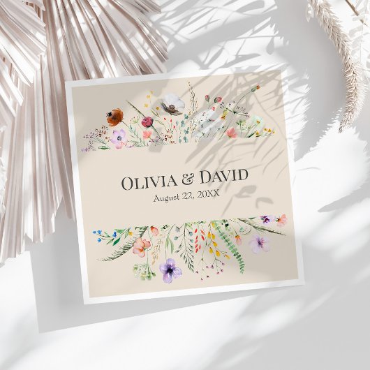 Taupe Wildflower Meadow Bruiloft Servetten