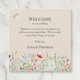 Taupe Wildflower Meadow Bruiloft Welkomstgeschenk  Bedankjes Labels