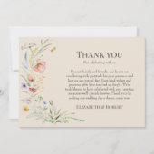 Taupe Wildflower Meadow Paar Foto Bruiloft Bedankkaart (Voorkant)