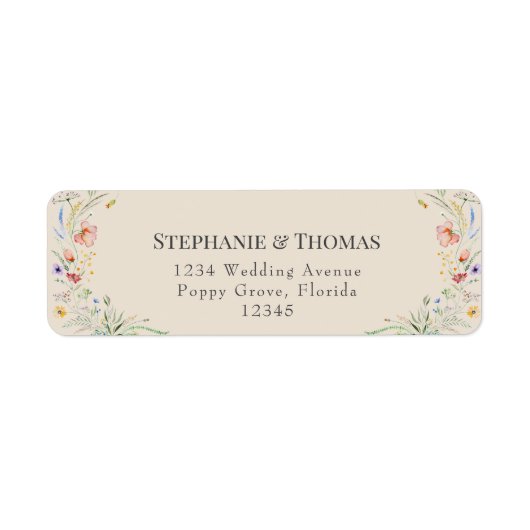 Taupe Wildflower Retouradres Label (Voorkant)