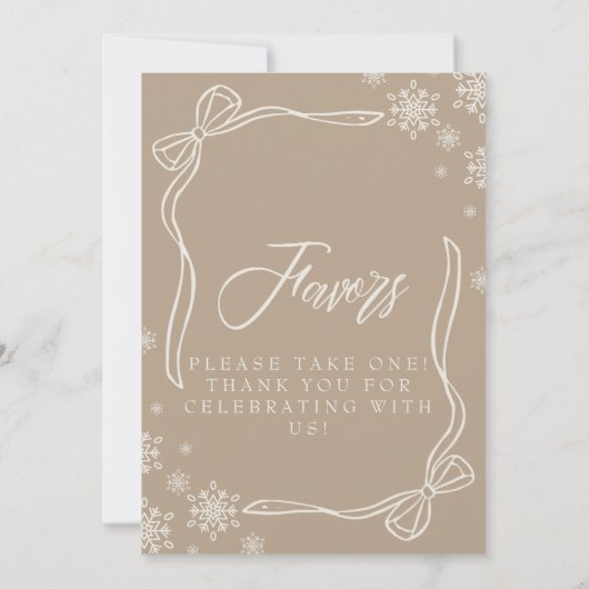 Taupe Winter Coquette Favoriet Tafelteken Kaart (Achterkant)